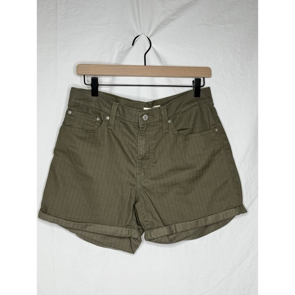 Levi's Mid-Length Army Green Shorts Women's Size 30 Gorpcore Hiking Camping - Picture 1 of 5